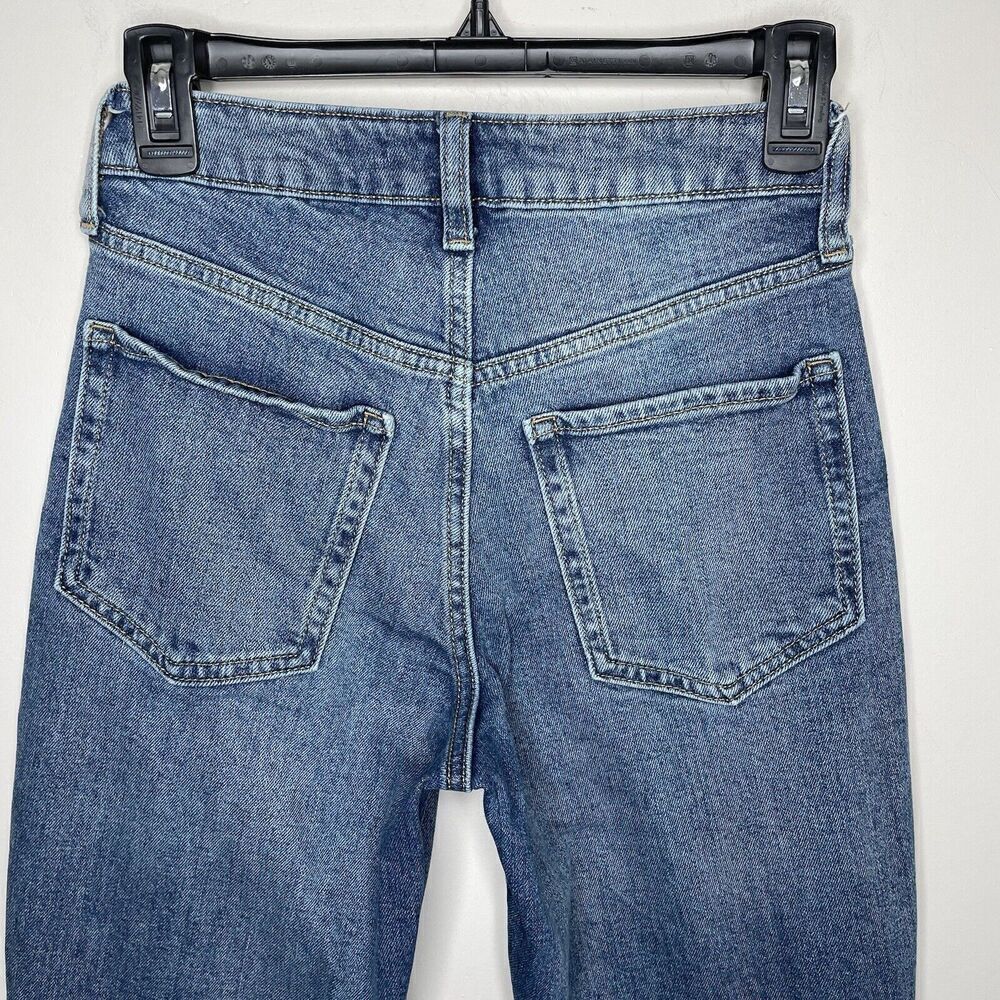 OLD NAVY Jeans Womens 0 OG Straight High Rise Button Fly Medium Wash Distressed - Picture 6 of 10